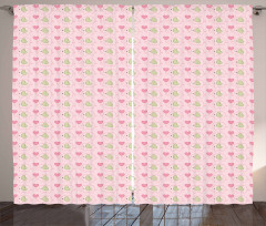 Dots Hearts Checkered Curtain