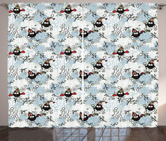 Winter Snow Xmas Doodle Curtain