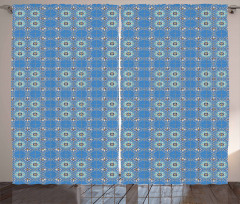 Patchwork Style Blue Curtain