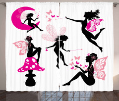 Silhouette of Winged Girl Curtain