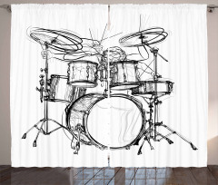 Drummer Doodle Art Curtain