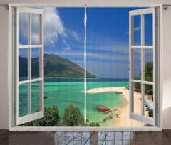 Tropic Scene in Window Curtain