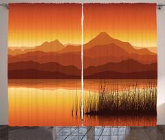 Abstract Mountains Sunset Curtain
