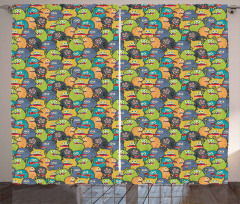 Colorful Monster Crowd Curtain