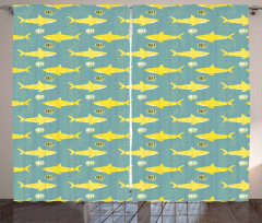 Friendly Yellow Fishes Curtain