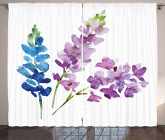 Watercolor Bouquet Art Curtain