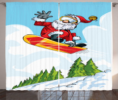 Jump on Snowboard Pines Curtain