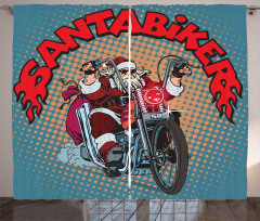 Pop Art Retro Biker Santa Curtain