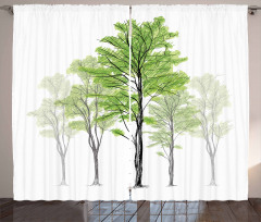 Hand Drawn Nature Motif Curtain