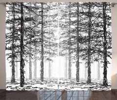 Sketch Style Line Art Curtain