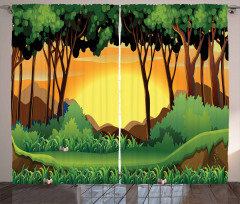 Cartoon Sunset Hills Curtain