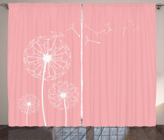 Sketch Style Flowers Curtain
