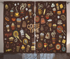 Hand Drawn Doodle Coffee Curtain