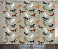 Stallion Galloping Motif Curtain