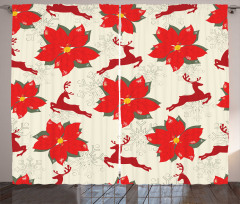 Poinsettia Reindeer Curtain