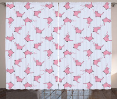 Romantic Pink Kittens Curtain