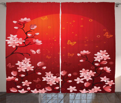 Abstract Sunset and Sakura Curtain