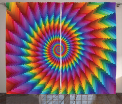 Vibrant Rainbow Spiral Curtain