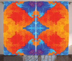 Contemporary Blue Orange Curtain