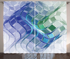 Abstract Wavy Squares Curtain
