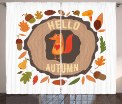 Autumn Theme Vintage Fox Curtain