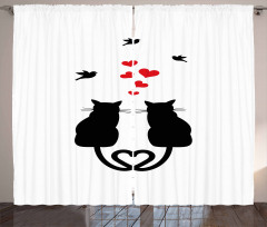 Cats in Love Heart Tail Curtain