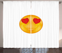 Cartoon Smiley Face Heart Curtain