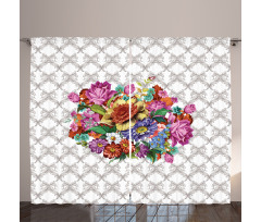 Damask Pattern Bouquet Curtain