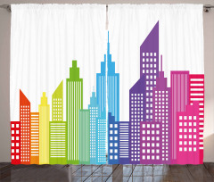 Colorful Skyline Urban Curtain