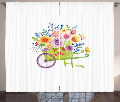 Wheelbarrow Flowers Curtain