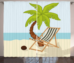 Cartoon Style Palm Tree Curtain