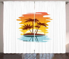 Exotic Palm Trees Sunset Curtain