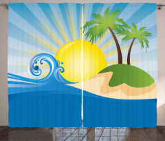 Sun Rays Tropical Island Curtain
