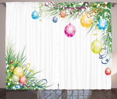 Colorful Baubles Theme Curtain