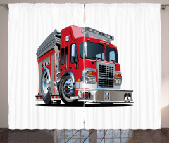 Cartoon Style Firefighter Curtain