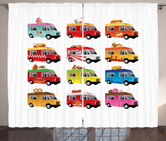 Colorful Food Trucks Curtain