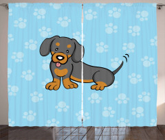 Happy Puppy Cartoon Curtain