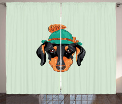 Hipster Dog and Hat Curtain