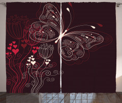 Floral Heart Pattern Curtain