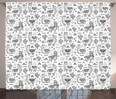 Doodle Alpaca Design Curtain