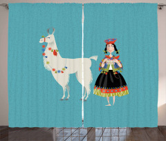 Peruvian Knitting Woman Curtain