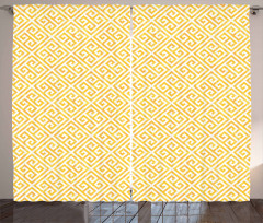 Yellow and White Maze Curtain