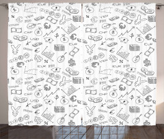 Monochrome Dollar Doodle Curtain