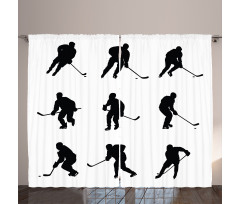 Black Player Silhouettes Curtain