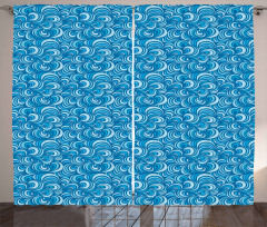 Marine Waves Spirals Art Curtain