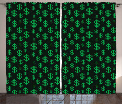 Pixel Art Dollar Pattern Curtain