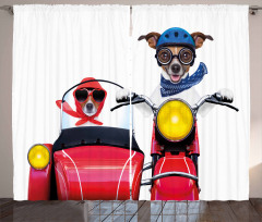 Funny Canine on Bike Curtain
