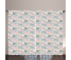 Retro Postal Pattern Curtain