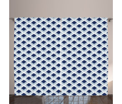 Blue Toned Ikat Modern Curtain