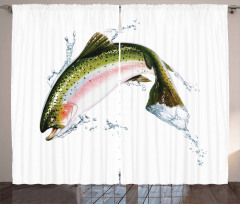 Salmon Photorealistic Art Curtain